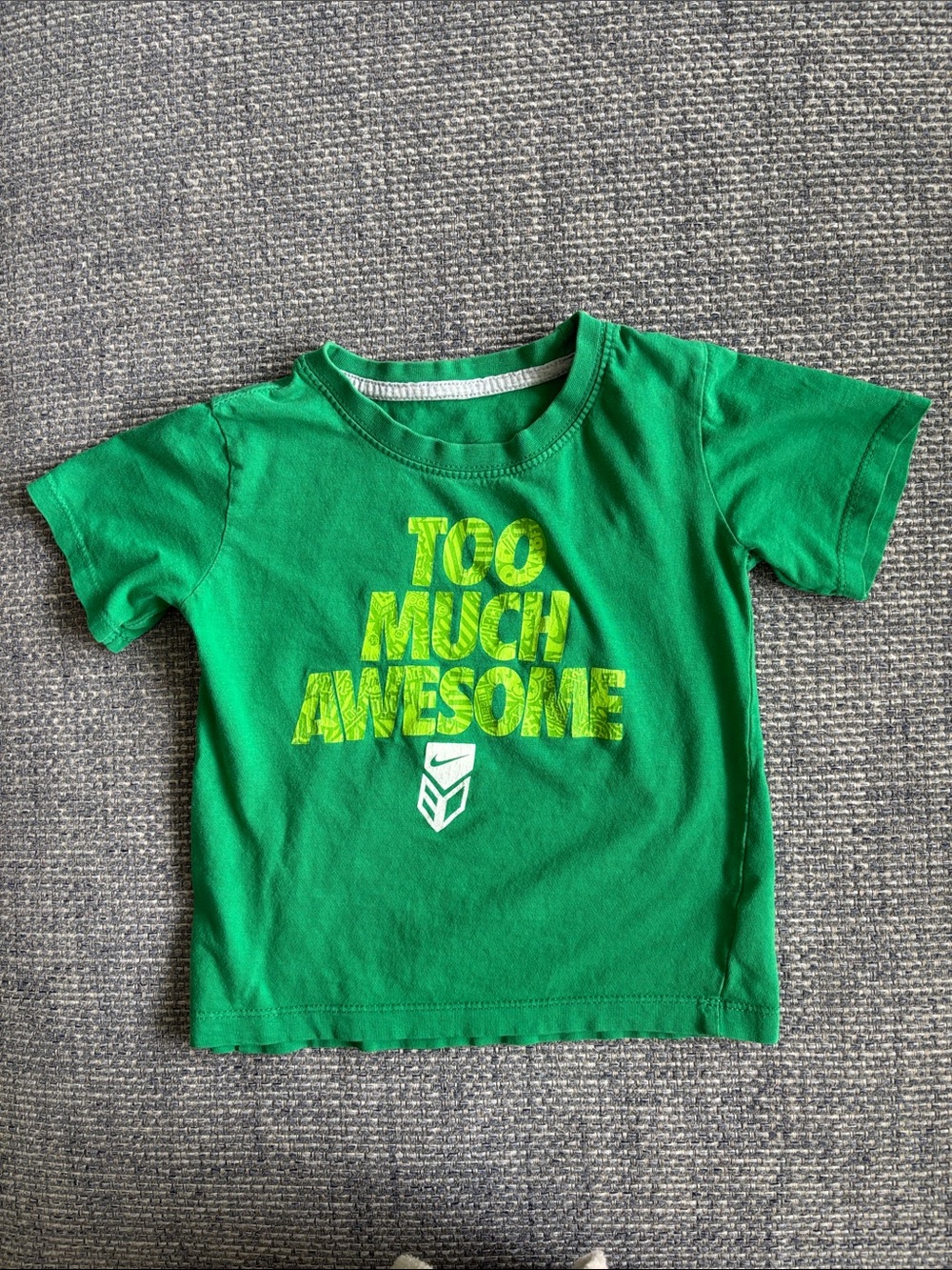 Nike Kids’ Green 100% Cotton 'Too Much Awesome' Graphic T-Shirt | Sz 3T